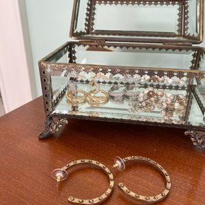 Copper Colored Studded Hoop Earrings